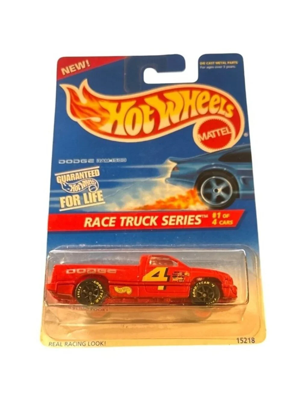 Vintage Die Cast Hot Wheels Dodge Ram 1500 Race Red Truck Series 1/4 Red 15208